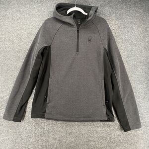Sypder Jacket Mens L Stryke Black Gray 1/4 Zip Pullover Outdoor Sweater‎ Hoodie
